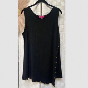Max & Rina Black Embellished Tank Top Size L